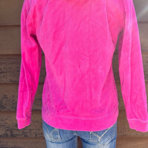 Everlast Sport Pink Velour Zip-Up Hoodie Womens M With Hood & Rhinestone Accents - Picture 10 of 10